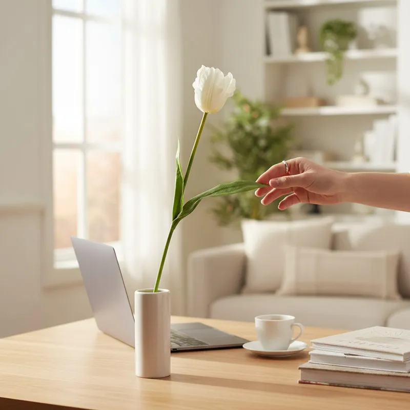 TULIPAN KWIAT SZTUCZNY Do Wazonu 65 cm - Biały