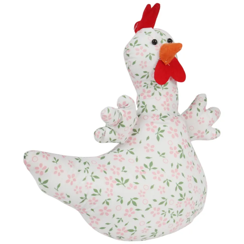 Kura Ozdoba Z Materiału W Kwiatki Kura Folklor Wielkanoc 25 cm - Różowa