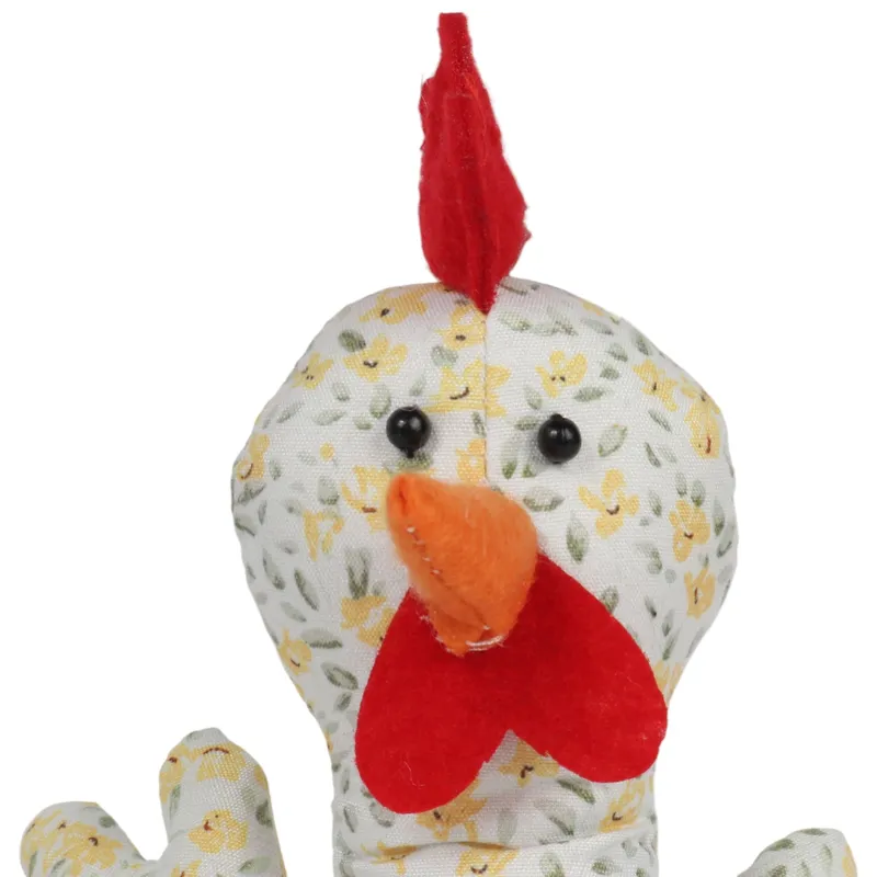 Kura Ozdoba Z Materiału W Kwiatki Kura Folklor Wielkanoc 25 cm - Żółta