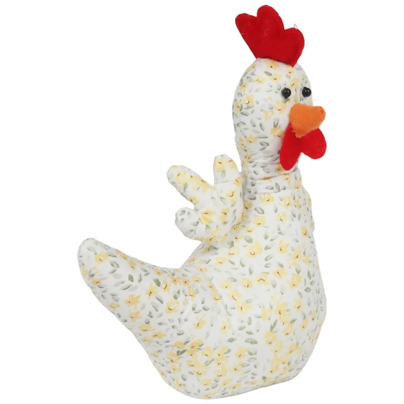 Kura Ozdoba Z Materiału W Kwiatki Kura Folklor Wielkanoc 25 cm - Żółta