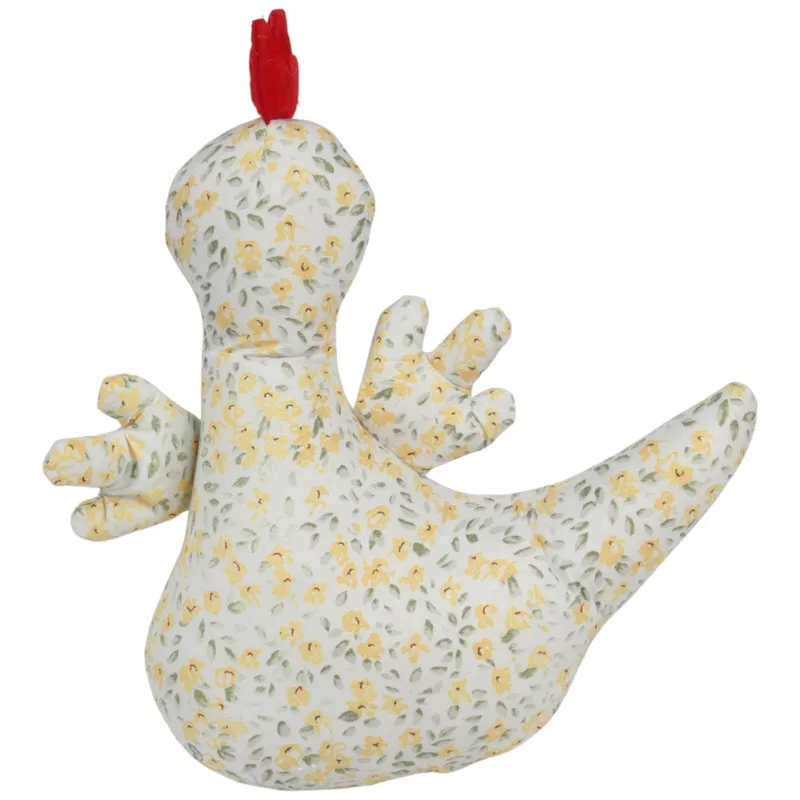 Kura Ozdoba Z Materiału W Kwiatki Kura Folklor Wielkanoc 25 cm - Żółta