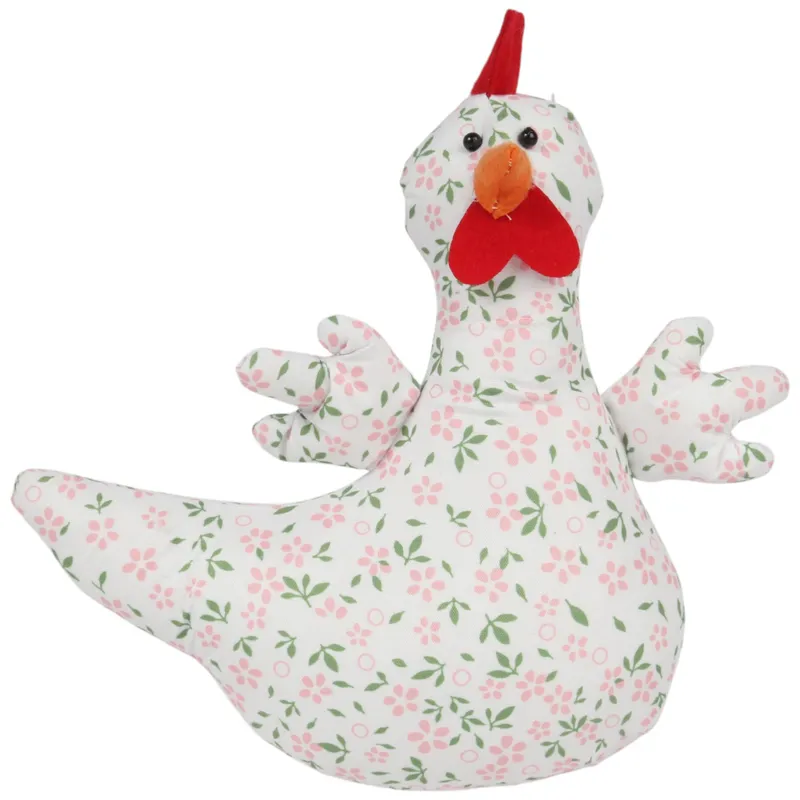 Kura Ozdoba Z Materiału W Kwiatki Kura Folklor Wielkanoc 25 cm - Różowa