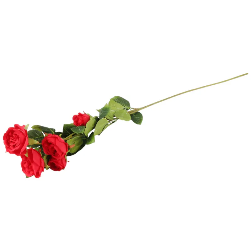 Gałązka 5 Róż- KWIATY Do Wazonu 76 cm - Czerwona