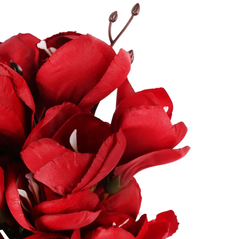 BUKIET MAGNOLII Sztuczne Kwiaty Do Wazonu KOMPOZYCJA 37 cm - Czerwony