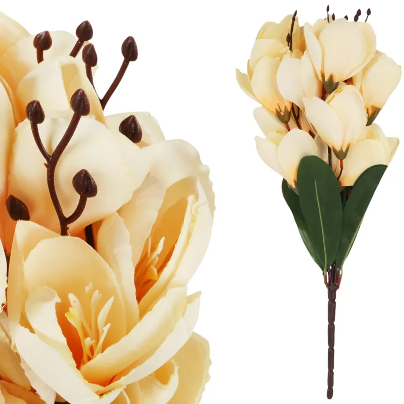BUKIET MAGNOLII Sztuczne Kwiaty Do Wazonu KOMPOZYCJA 37 cm - Czerwony