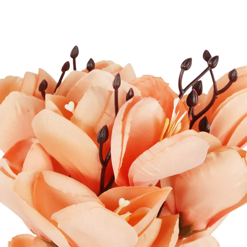 BUKIET MAGNOLII Sztuczne Kwiaty Do Wazonu KOMPOZYCJA Łososiowa 37 cm