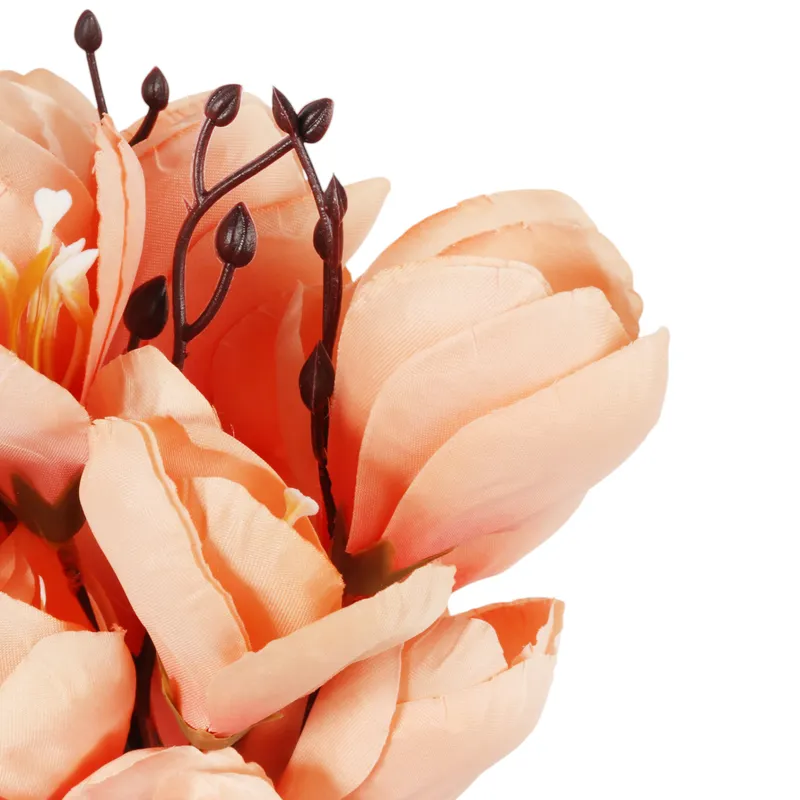 BUKIET MAGNOLII Sztuczne Kwiaty Do Wazonu KOMPOZYCJA Łososiowa 37 cm