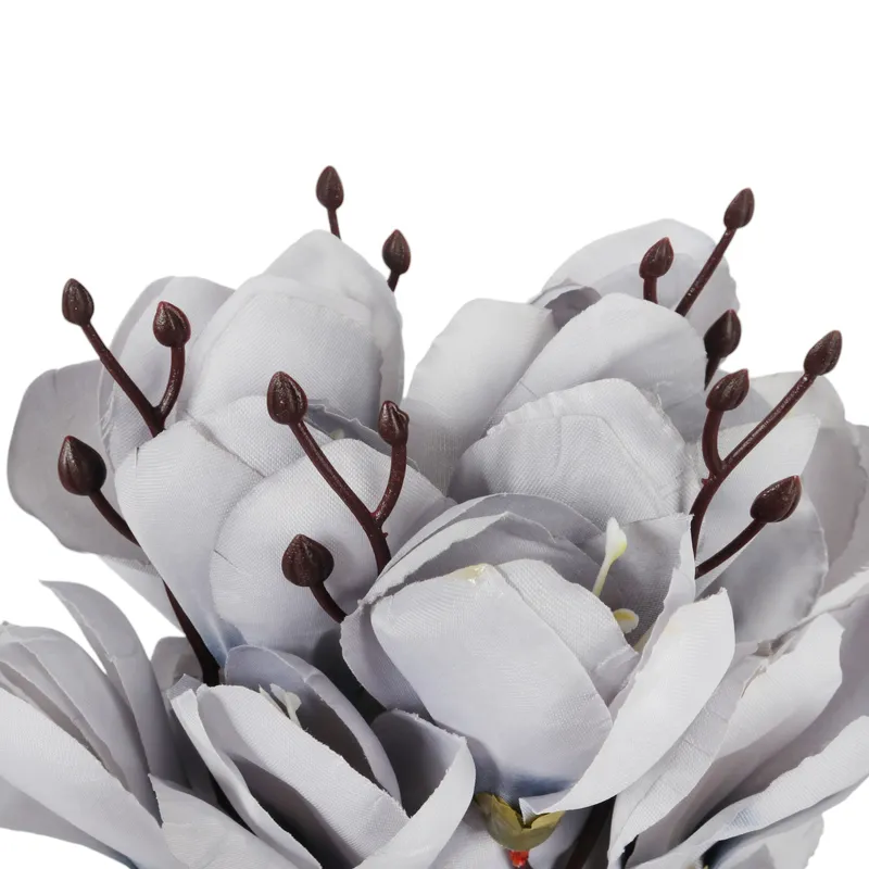 BUKIET MAGNOLII Sztuczne Kwiaty Do Wazonu KOMPOZYCJA 37 cm - Szara