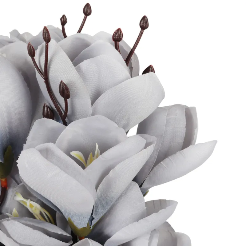 BUKIET MAGNOLII Sztuczne Kwiaty Do Wazonu KOMPOZYCJA 37 cm - Szara