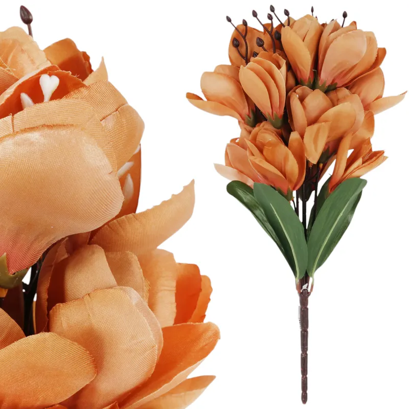 BUKIET MAGNOLII Sztuczne Kwiaty Do Wazonu KOMPOZYCJA 37 cm - Brązowa