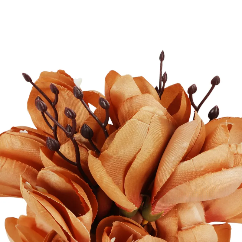 BUKIET MAGNOLII Sztuczne Kwiaty Do Wazonu KOMPOZYCJA 37 cm - Brązowa