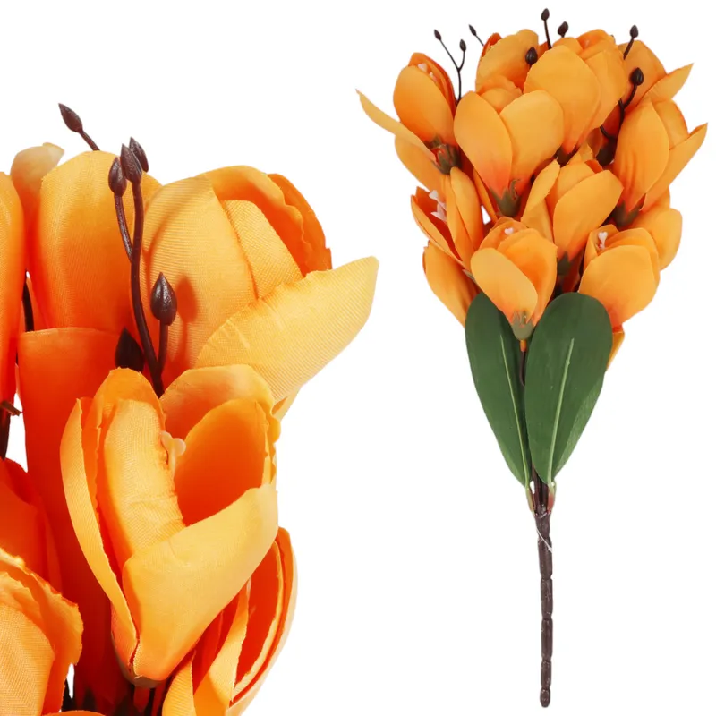 BUKIET MAGNOLII Sztuczne Kwiaty Do Wazonu KOMPOZYCJA 37 cm - Pomarańczowa
