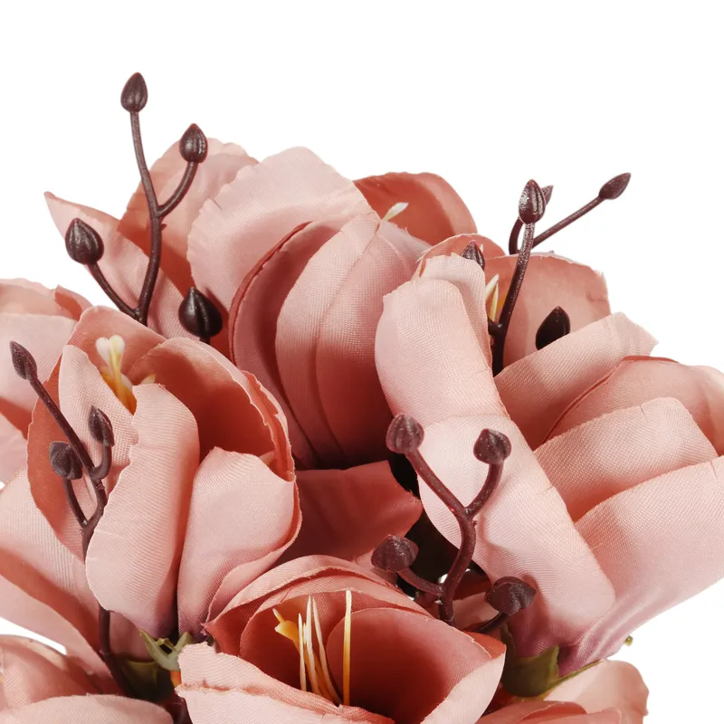 BUKIET MAGNOLII Sztuczne Kwiaty Do Wazonu KOMPOZYCJA Pudrowy Róż 37 cm
