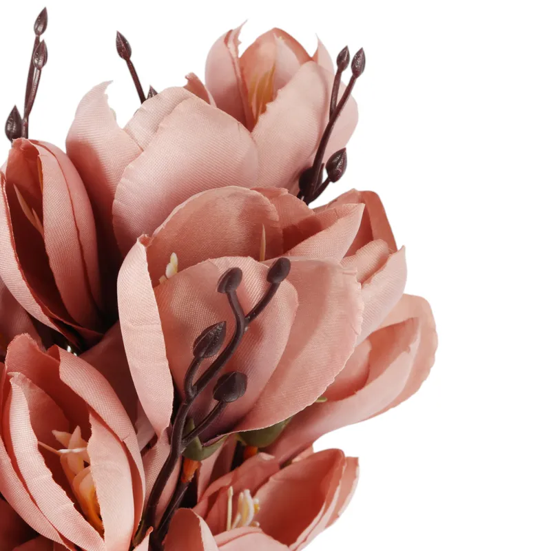 BUKIET MAGNOLII Sztuczne Kwiaty Do Wazonu KOMPOZYCJA Pudrowy Róż 37 cm