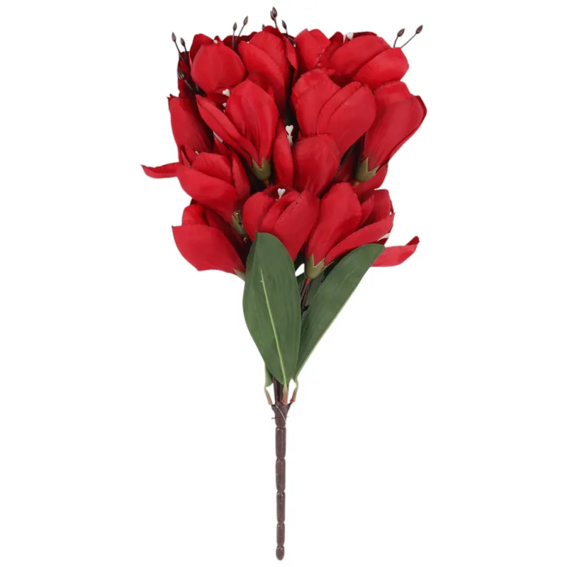 BUKIET MAGNOLII Sztuczne Kwiaty Do Wazonu KOMPOZYCJA 37 cm - Czerwony