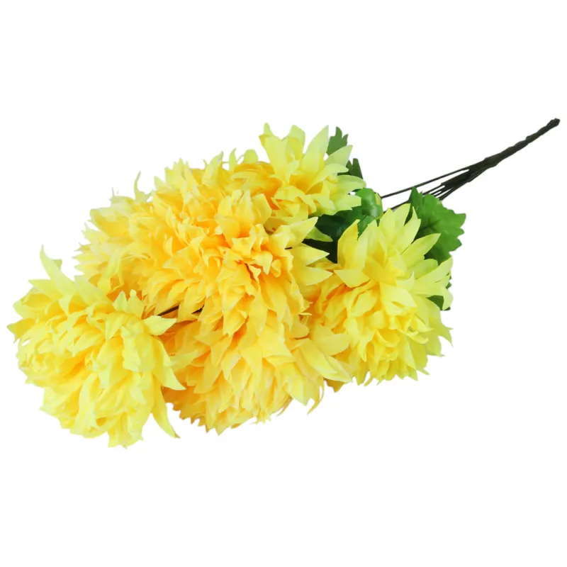 Bukiet 7 Dużych Chryzantem W Kolorze Żółtym 74 cm