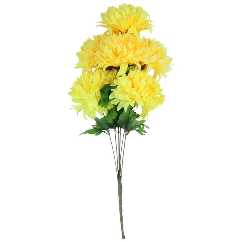 Bukiet 7 Dużych Chryzantem W Kolorze Żółtym 74 cm