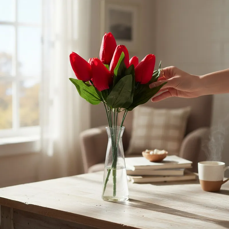 BUKIET 7 TULIPANÓW 34 cm - Różowy