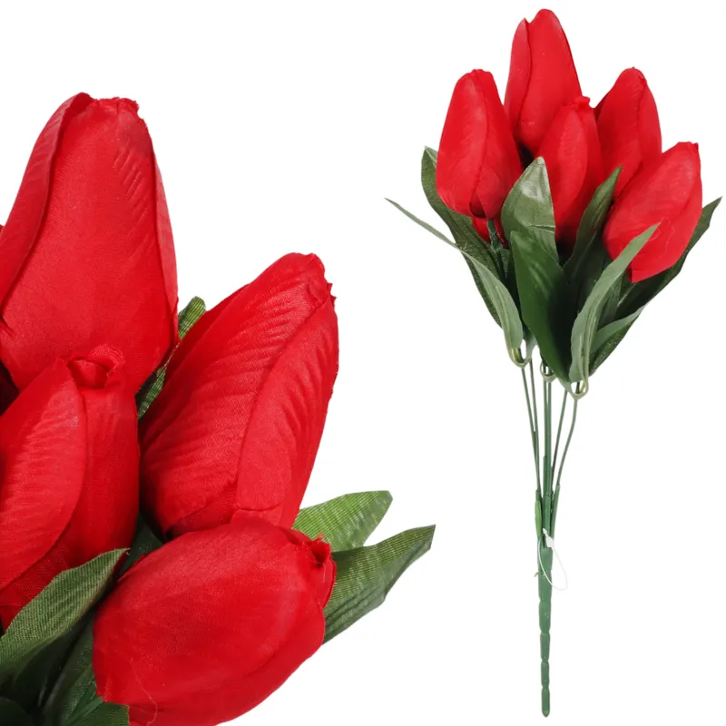 BUKIET 7 TULIPANÓW 34 cm - Czerwony