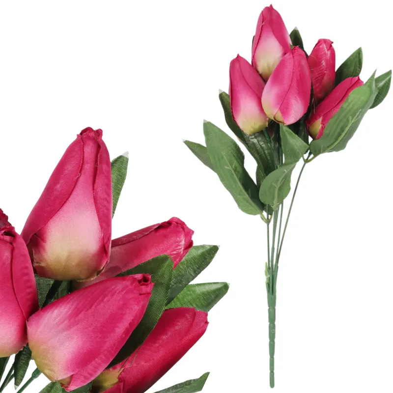 BUKIET 7 TULIPANÓW 34 cm - Różowo-Biały