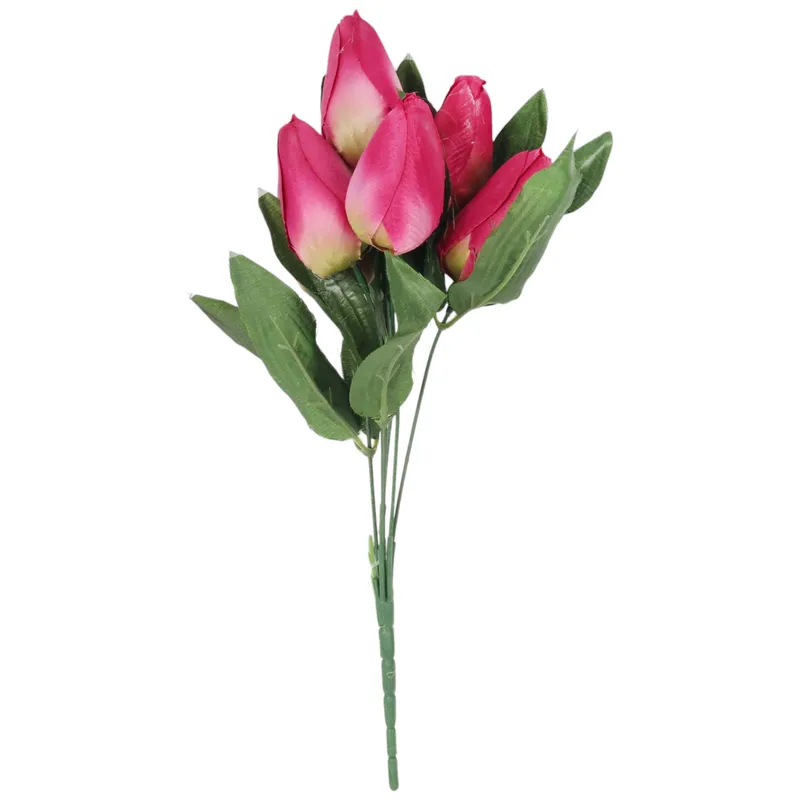BUKIET 7 TULIPANÓW 34 cm - Różowo-Biały