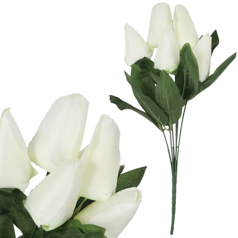 BUKIET 7 TULIPANÓW 34 cm - Biały