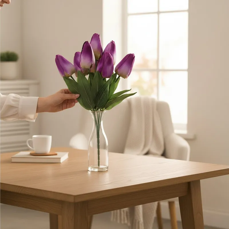 BUKIET 7 TULIPANÓW 34 cm - Fioletowy