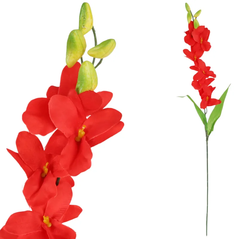 Gałązka Sztucznego Storczyka O Długości 60cm - Czerwony