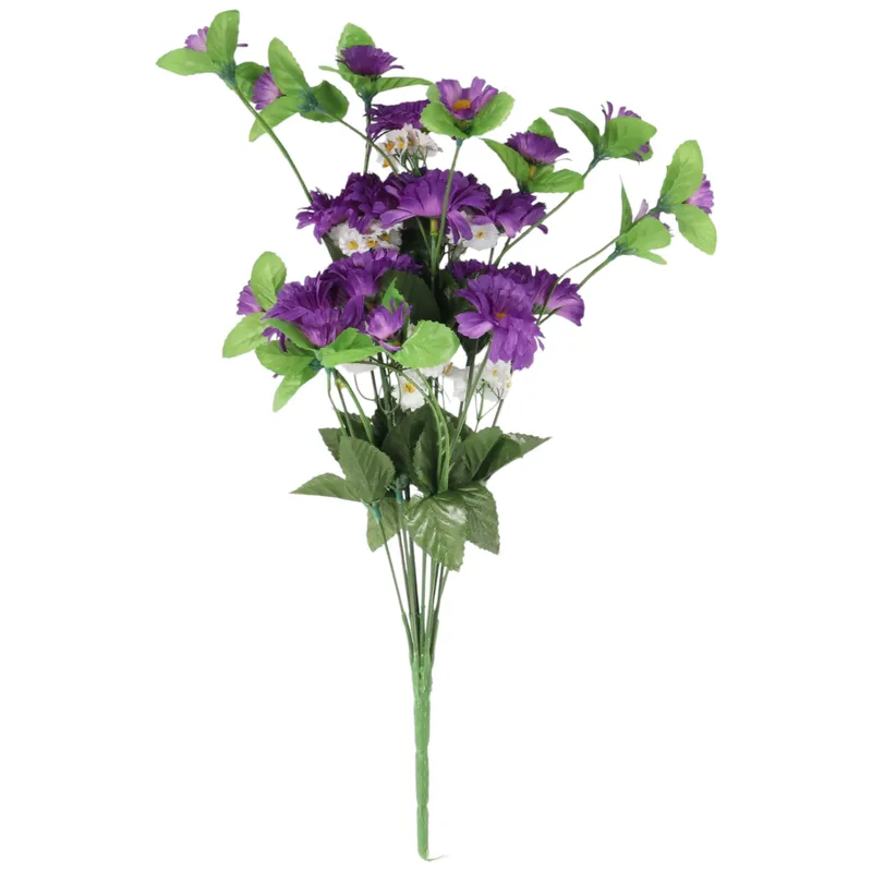 BUKIET 12 GAŁĄZEK MARGARETEK 45 cm Kolor - Fioletowo-Biały
