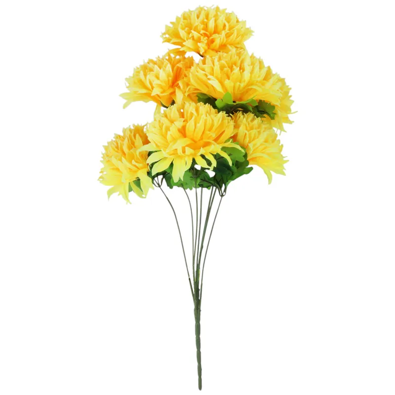 Bukiet 7 Dużych Chryzantem W Kolorze Żółtym 74 cm