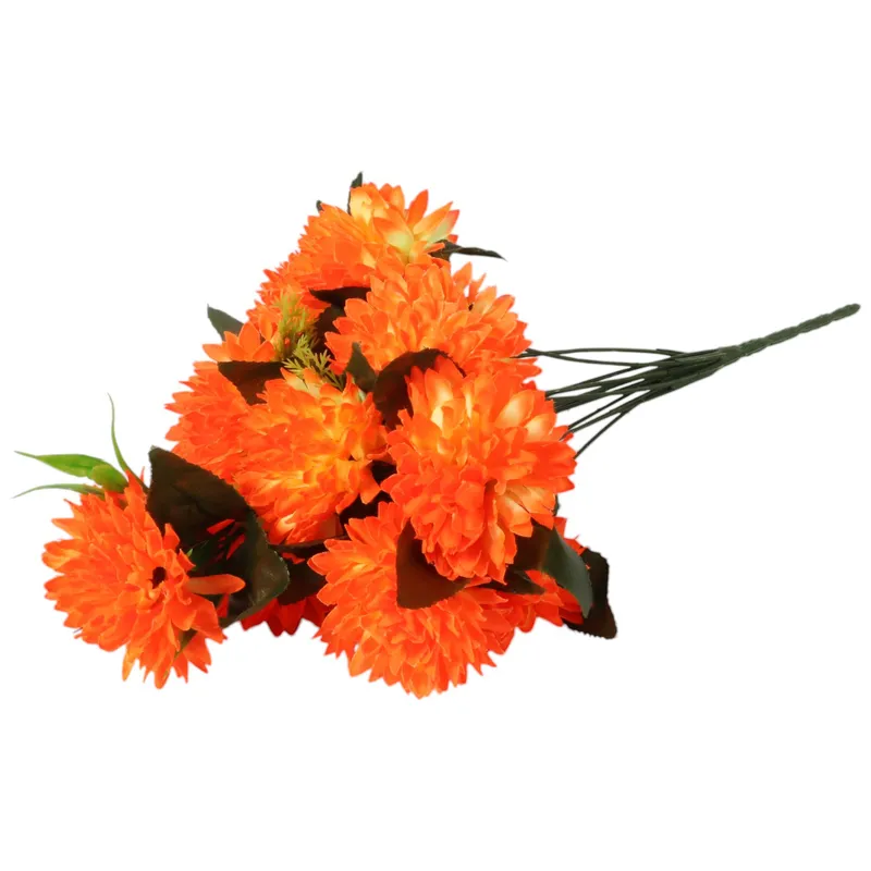 Bukiet 12 Chryzantem Z Dodatkami Kolor 42 cm - Pomarańczowy