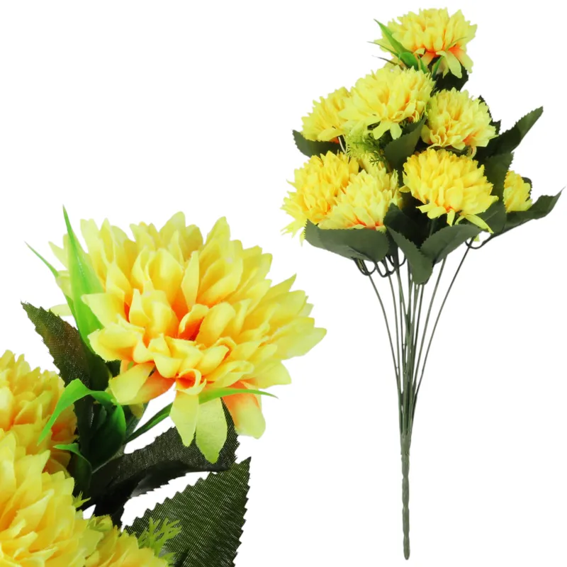 Bukiet 12 Chryzantem Z Dodatkami Kolor 42 cm - Żółty