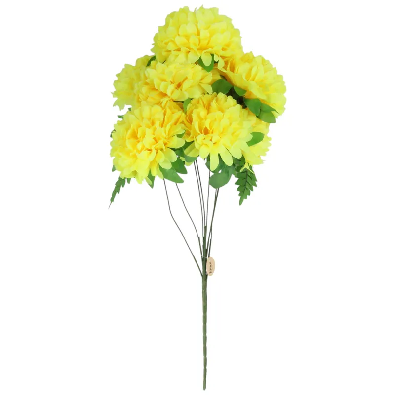 Bukiet 7 Dużych Chryzantem Sztucznych 72cm W Kolorze ŻÓŁTYM