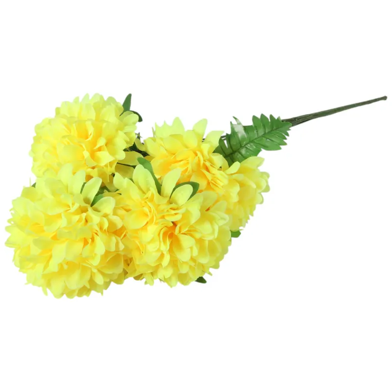 Bukiet 7 Dużych Chryzantem Sztucznych 72cm W Kolorze ŻÓŁTYM