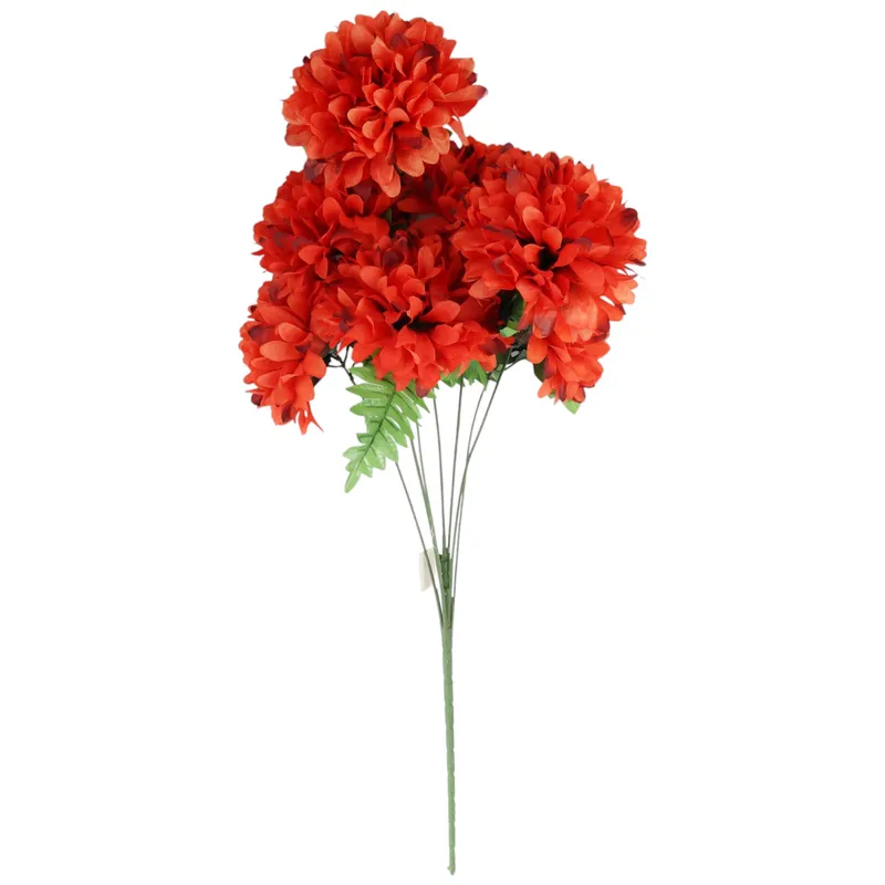 Bukiet 7 Dużych Chryzantem Sztucznych 72cm W Kolorze CZERWONYM