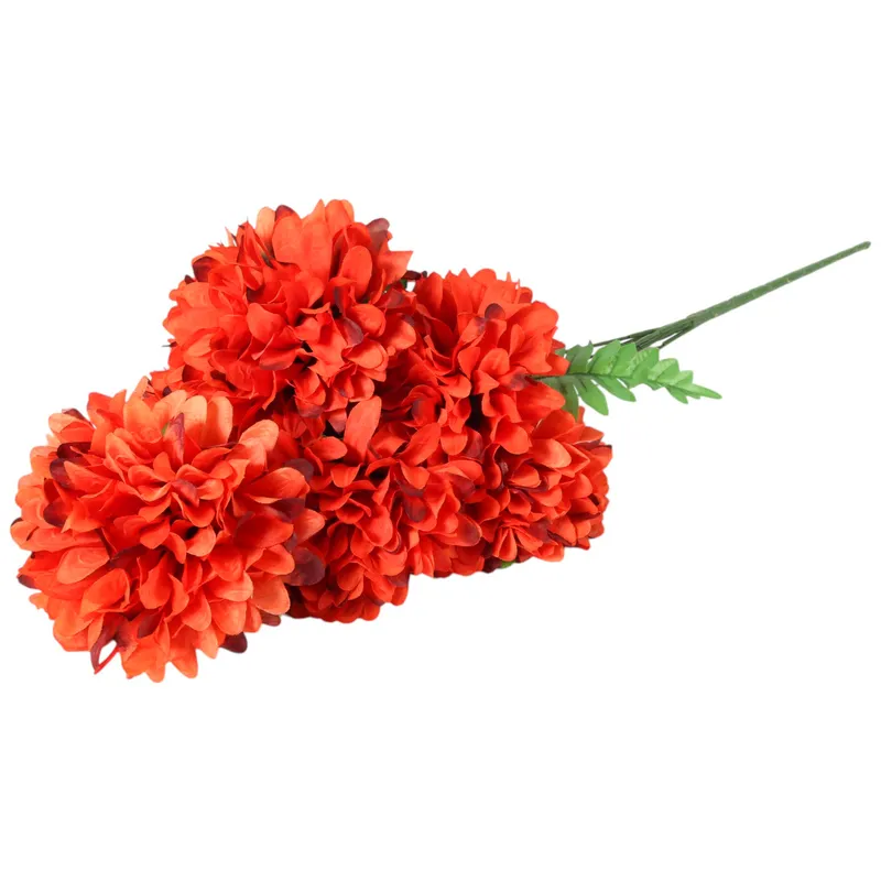 Bukiet 7 Dużych Chryzantem Sztucznych 72cm W Kolorze CZERWONYM