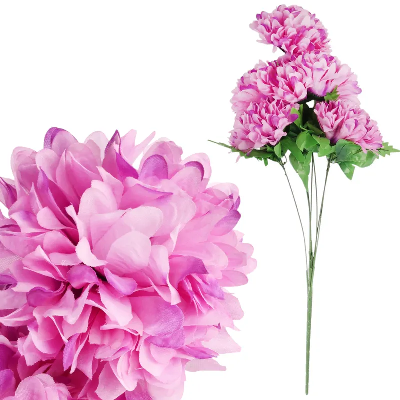 Bukiet 7 Dużych Chryzantem Sztucznych 72cm W Kolorze ŻÓŁTYM