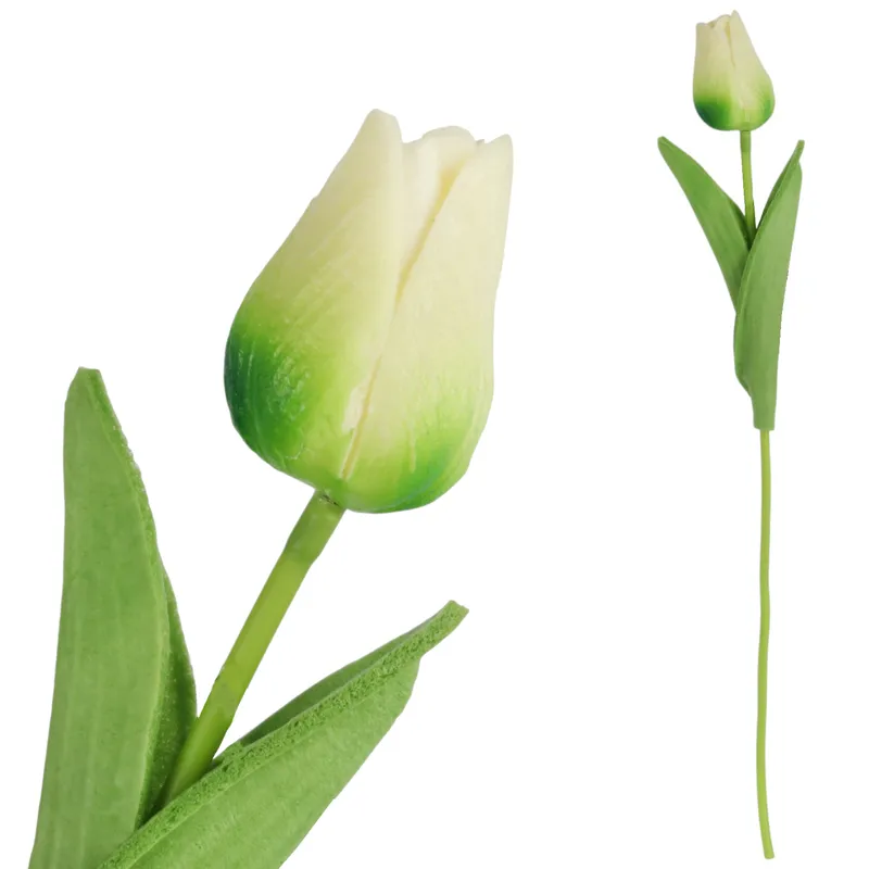Sztuczny Tulipan Gumowany W Kolorze Zielonym Wysokość 34 cm