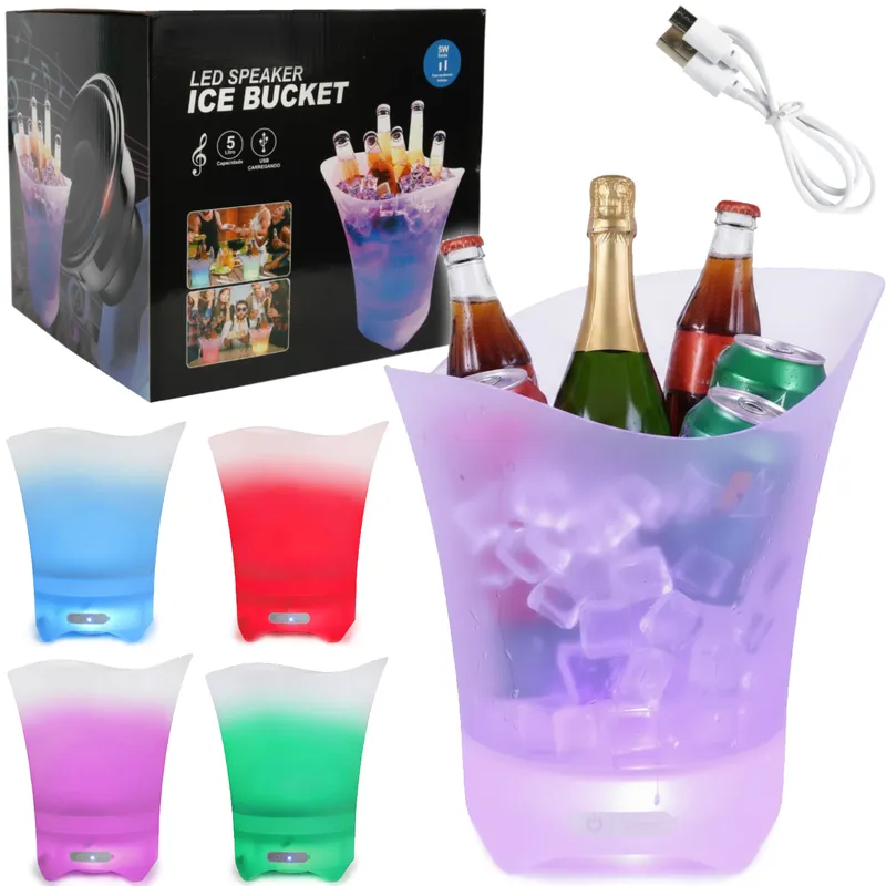 Pojemnik Na Lód 5l Wiaderko RGB Głośnik Oświetlenie Bluetooth Cooler