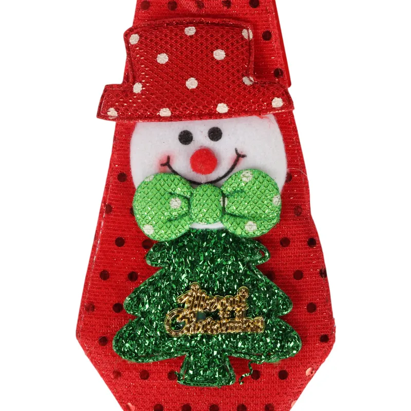 Krawat Świąteczny Z Motywem Bałwana 23 cm - Czerwony