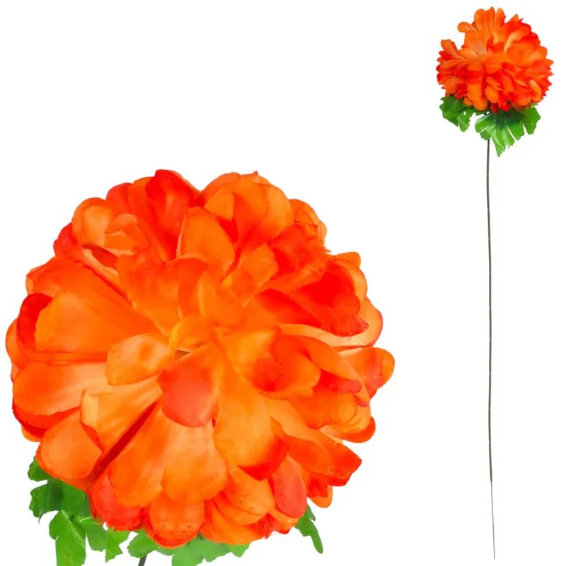 Chryzantema Pojedynczy Kwiat W Kształcie Kuli W Kolorze Pomarańczowym 77 cm