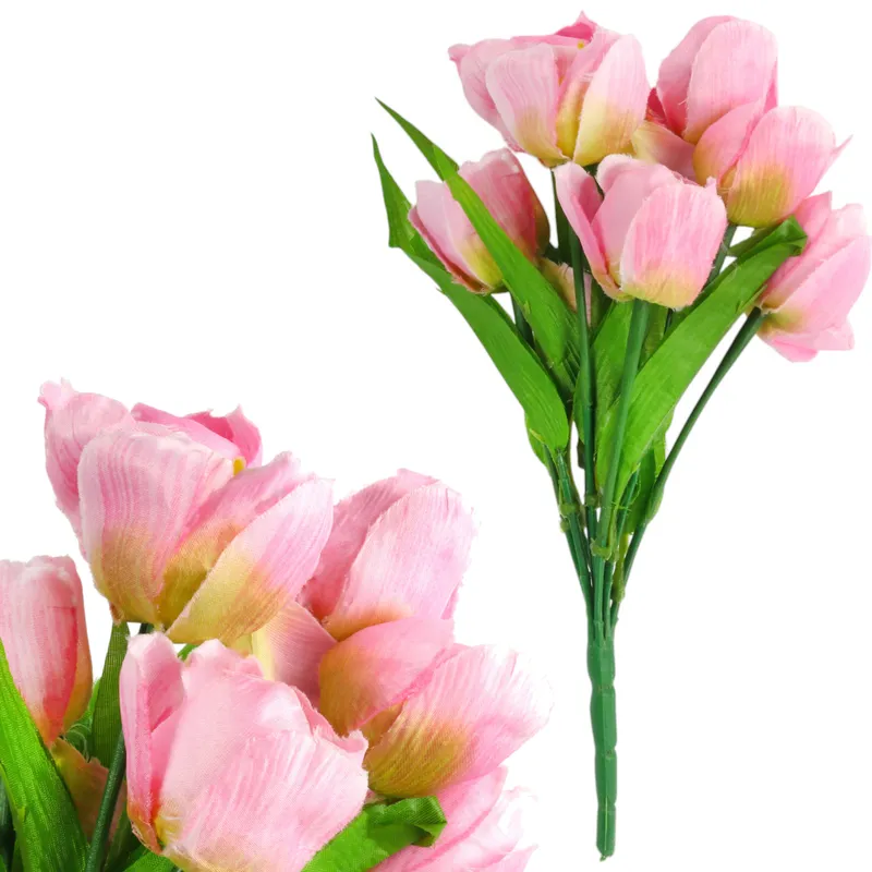 Bukiet 9 TULIPANÓW W Kolorze JASNO-RÓŻOWYM 32 cm