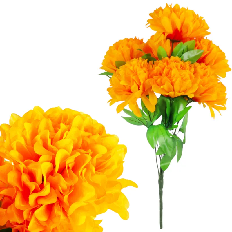 Bukiet 7 Dużych Chryzantem 60 cm Kolor - Pomarańczowy
