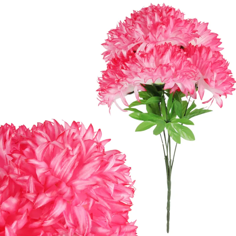 Bukiet 7 Dużych Chryzantem Cieniowanych 58 cm Kolor Rózowo-Biały