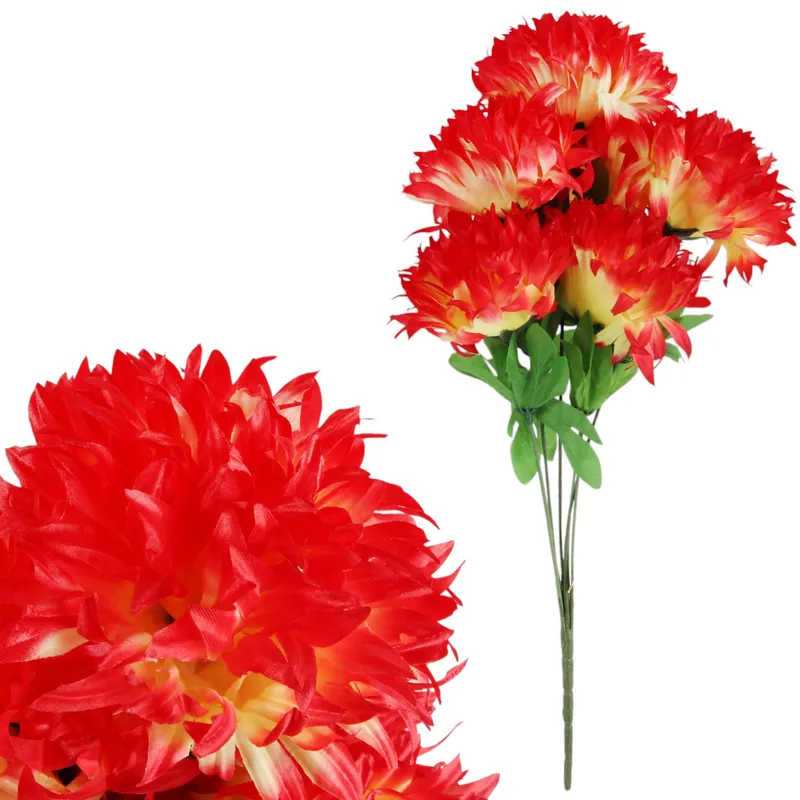 Bukiet 7 Dużych Chryzantem Cieniowanych 58 cm Kolor - Żółto-Pomarańczowy