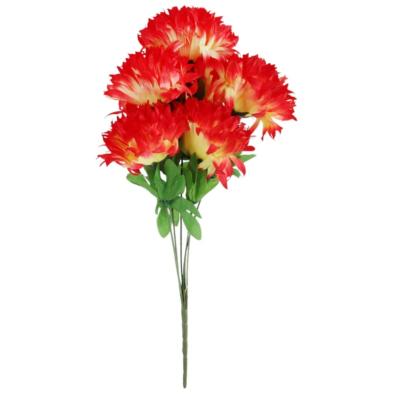 Bukiet 7 Dużych Chryzantem Cieniowanych 58 cm Kolor - Żółto-Pomarańczowy