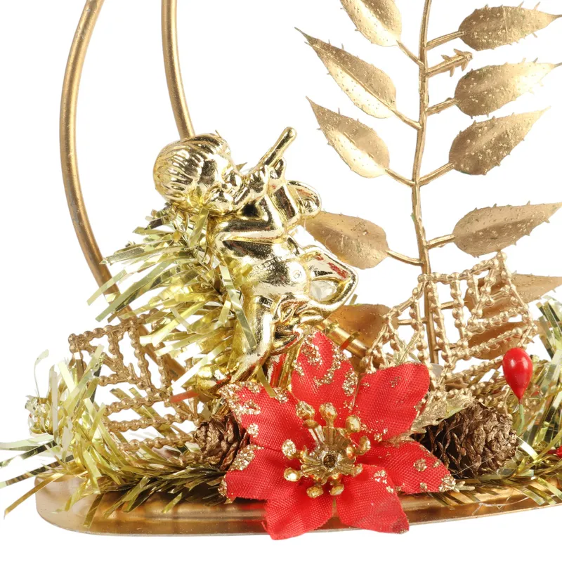 Metalowy Świecznik Bożonarodzeniowy 14 cm Dekoracja Stołu - Złoty