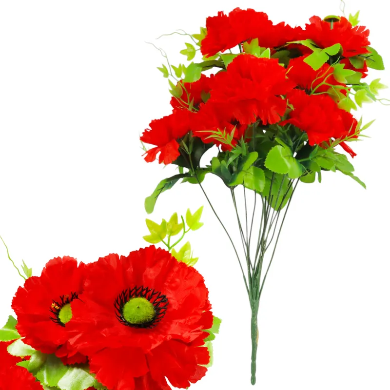 Sztuczny Bukiet 14 Anemonów 54 cm - CZERWONY