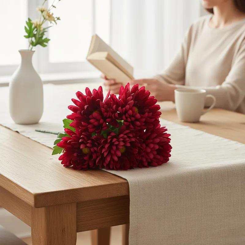 Bukiet Chryzantem 60cm Premium Kolor - Bordowy