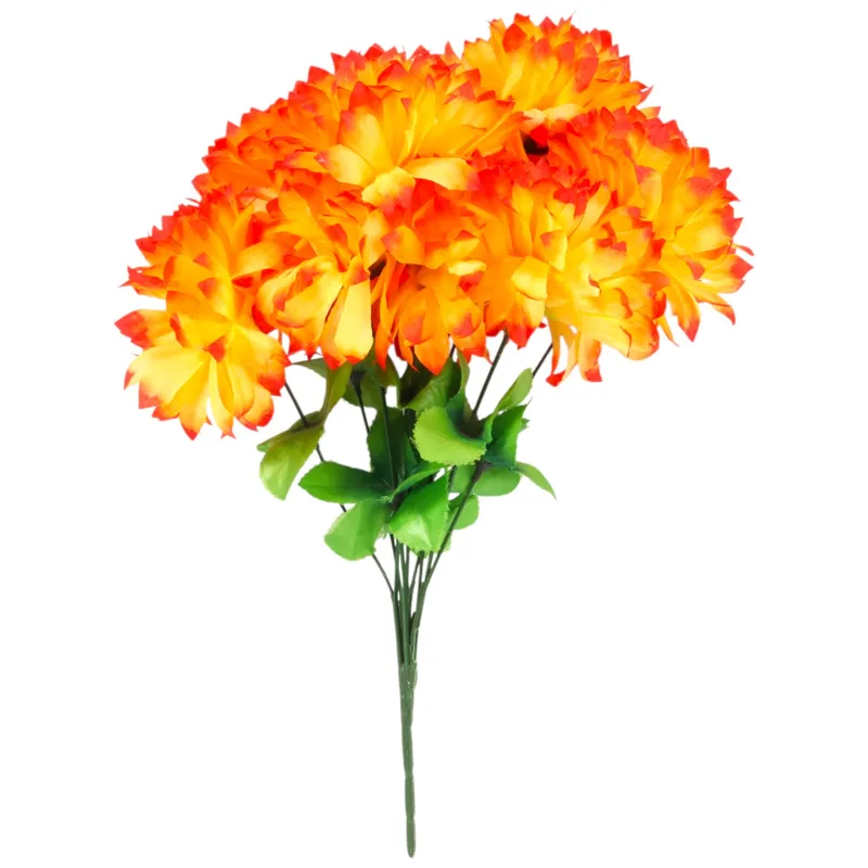 Sztuczny Bukiet 9 Pomarańczowych Chryzantem – Dekoracja Cmentarna 43cm
